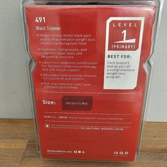 NEW MCDAVID Level 1 Black Waist Trimmer, Core & Back Support One Size Fits Most - Picture 3 of 4